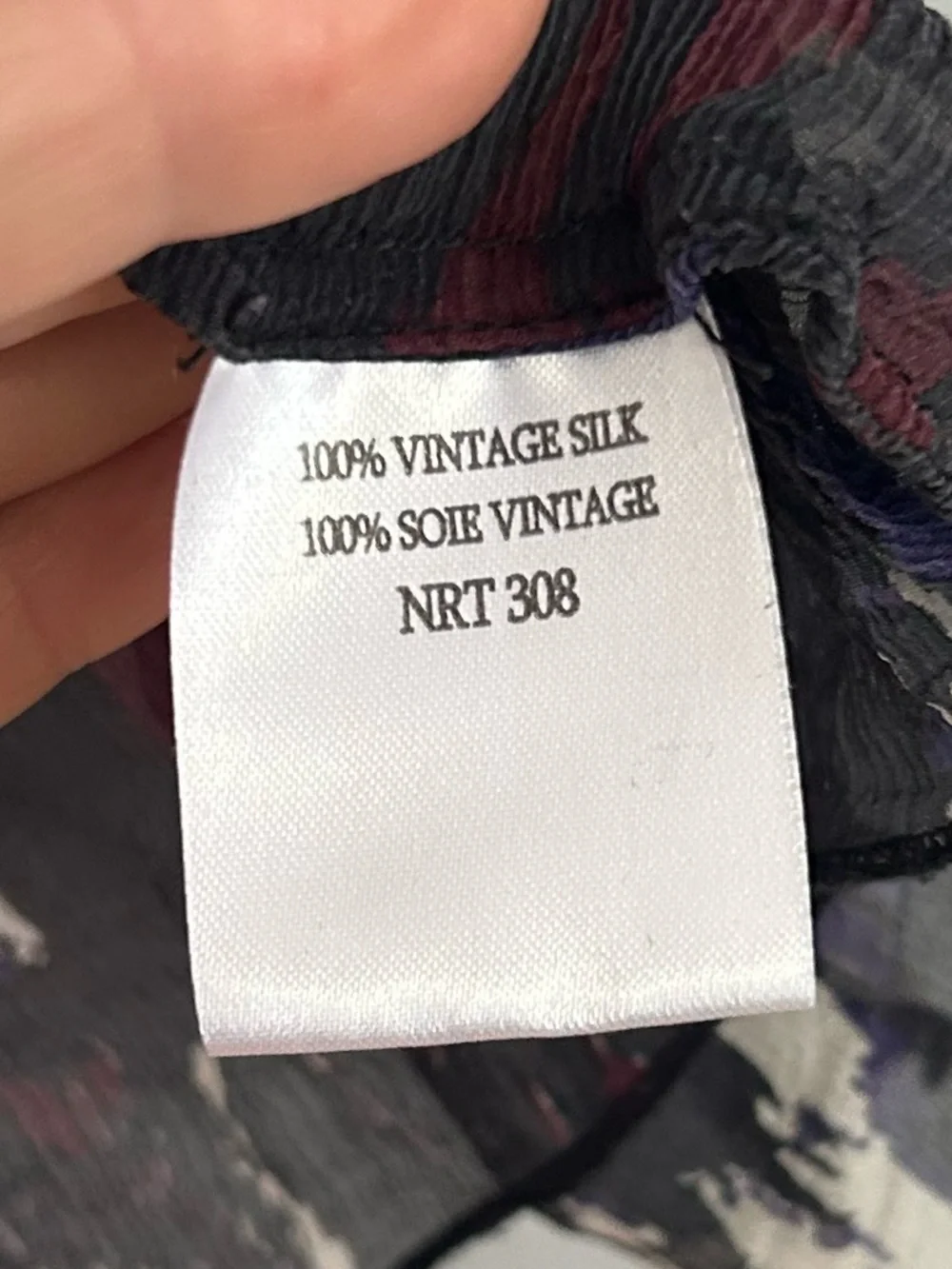 Winter Kate Silk Boho Blouse M Sheer Ikat Peasant Festival Top Vintage Silk